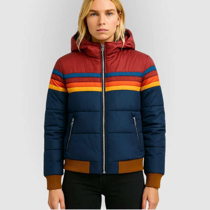 Kayla | Women's Color Block Striped Puffer Jacket