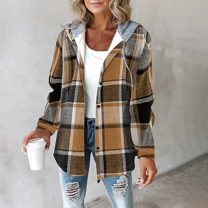 Andrea | Women's Checked Hooded Shirt Jacket