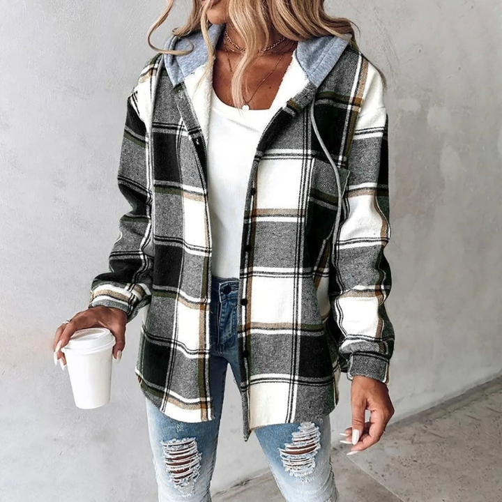Andrea | Women's Checked Hooded Shirt Jacket