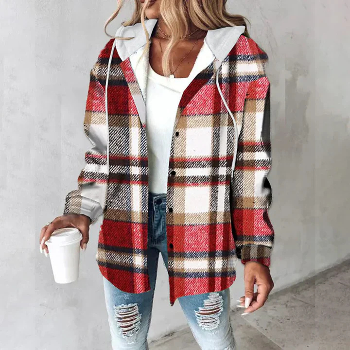 Andrea | Women's Checked Hooded Shirt Jacket