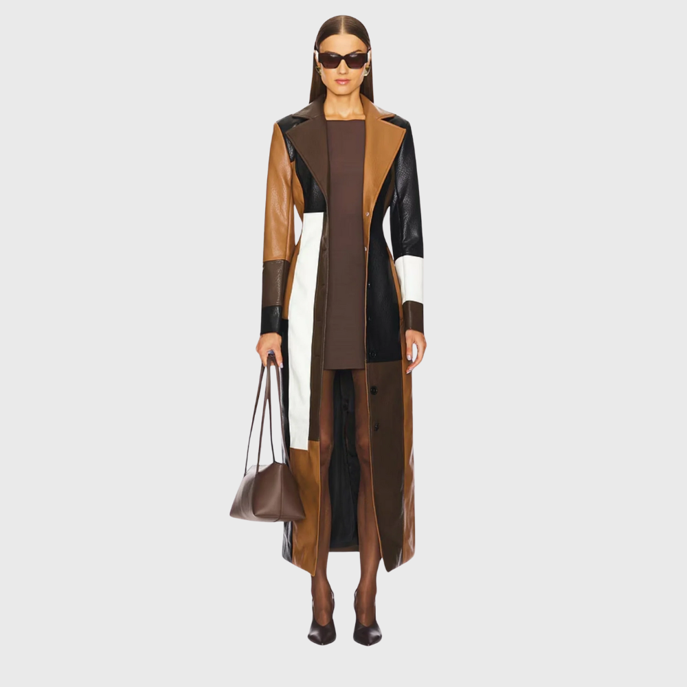 Carolyn | Women's Long Patchwork Trench Coat