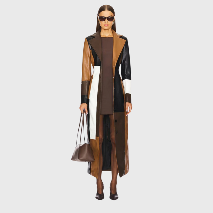 Carolyn | Women's Long Patchwork Trench Coat