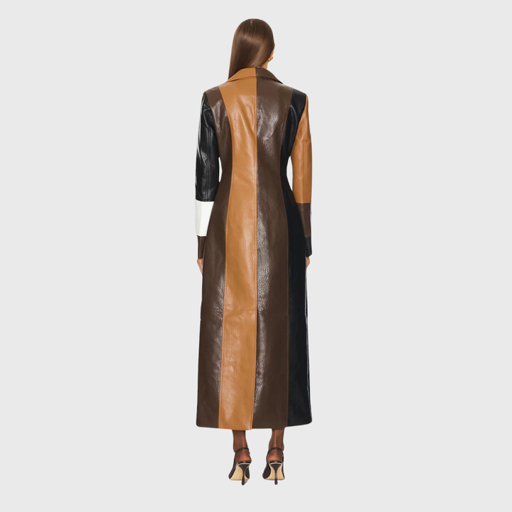 Carolyn | Women's Long Patchwork Trench Coat
