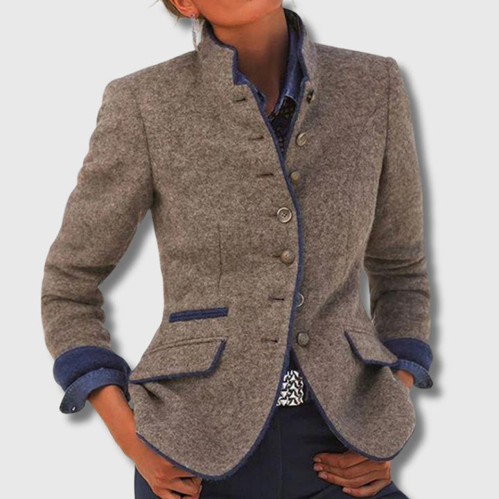 Kyra | Women's Stand Collar Button Front Blazer