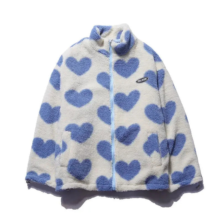 Cathy | Women's Reversible Heart Print Fleece Jacket