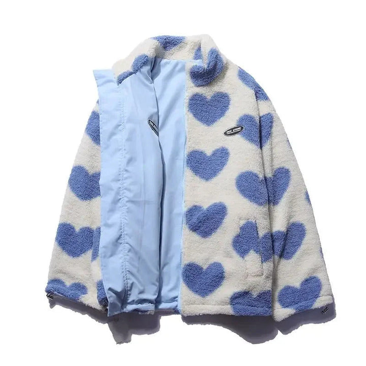 Cathy | Women's Reversible Heart Print Fleece Jacket
