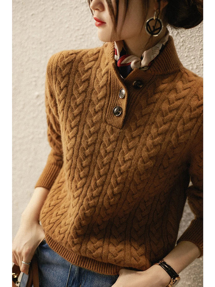 Stella | Women's Cable Knit Button Up Sweater