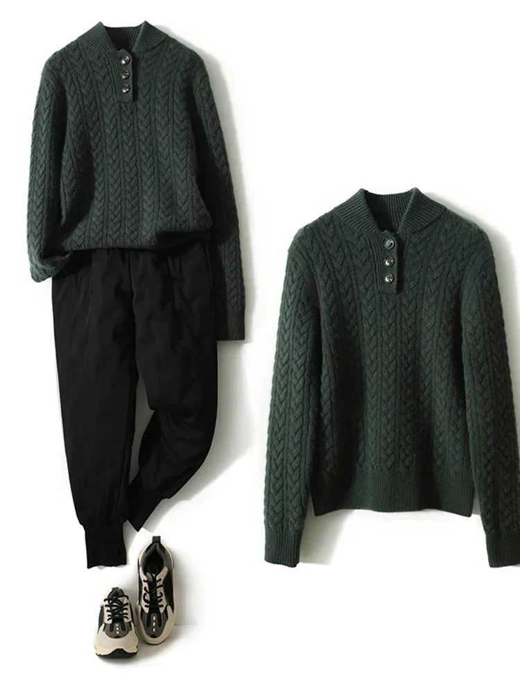 Stella | Women's Cable Knit Button Up Sweater