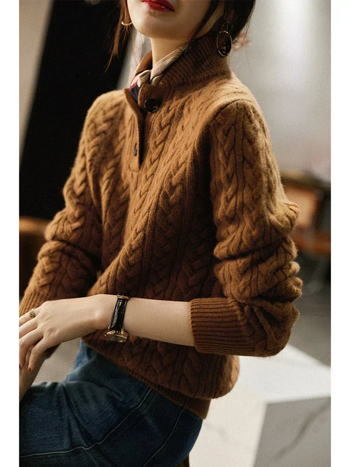 Stella | Women's Cable Knit Button Up Sweater
