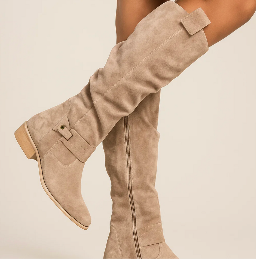 Brenda | Women's Knee-High Slouch Block Heel Boots