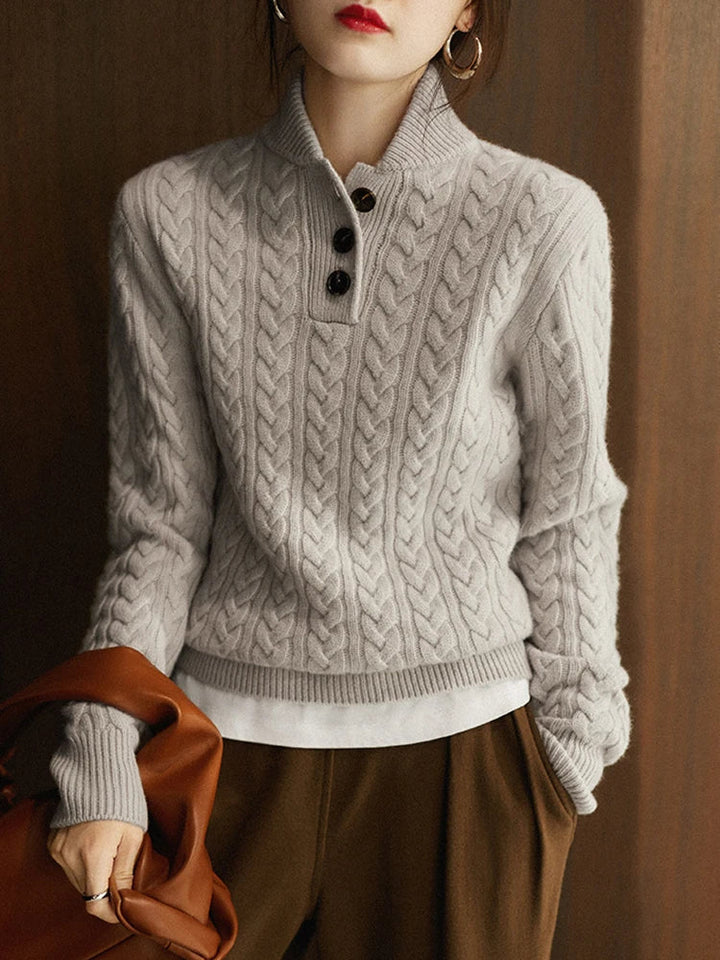 Stella | Women's Cable Knit Button Up Sweater