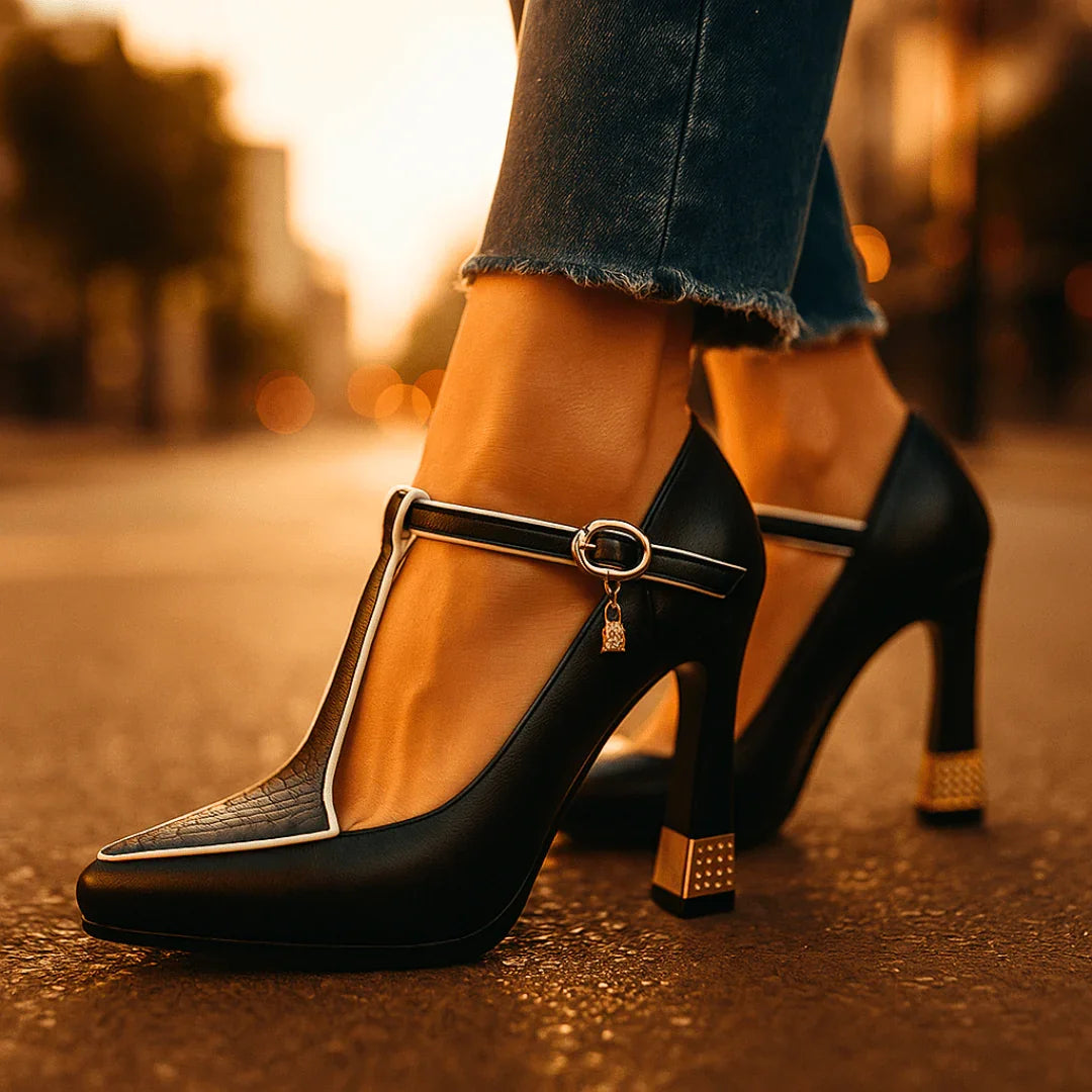 Beatrice | Women's T-Strap Pointed Toe Pumps