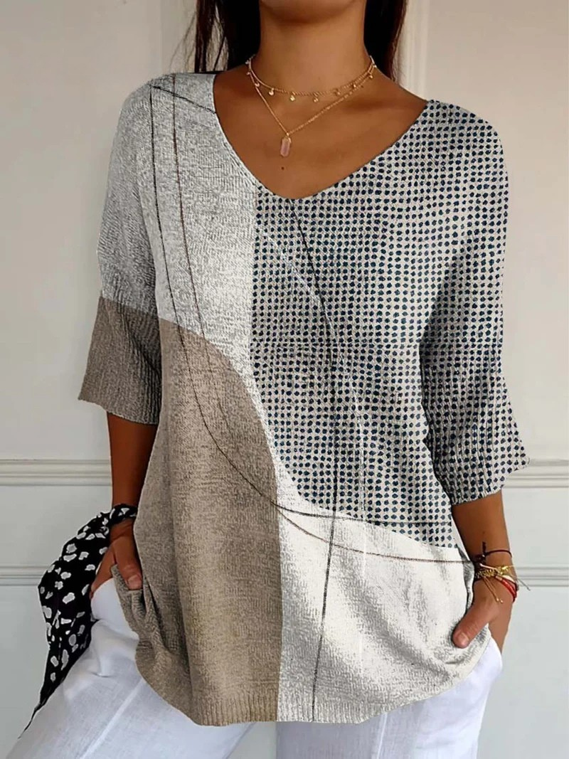 Julia | Women's Color Block Polka Dot Top