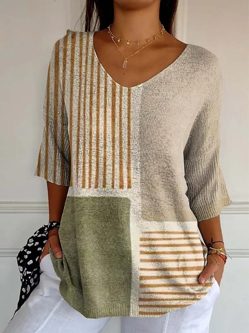 Jasmine | Women's Color Block Striped Knit Top