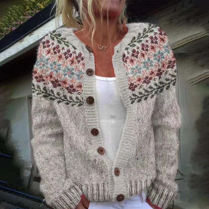Sharon | Women's Floral Yoke Knitted Cardigan