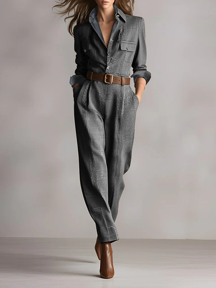 Beverley | Women's Checked Belted Jumpsuit