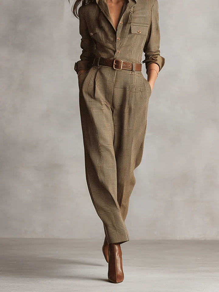 Beverley | Women's Checked Belted Jumpsuit