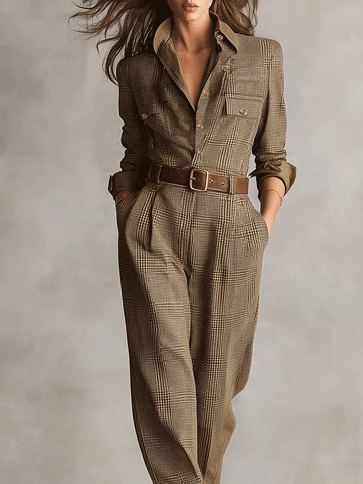 Beverley | Women's Checked Belted Jumpsuit