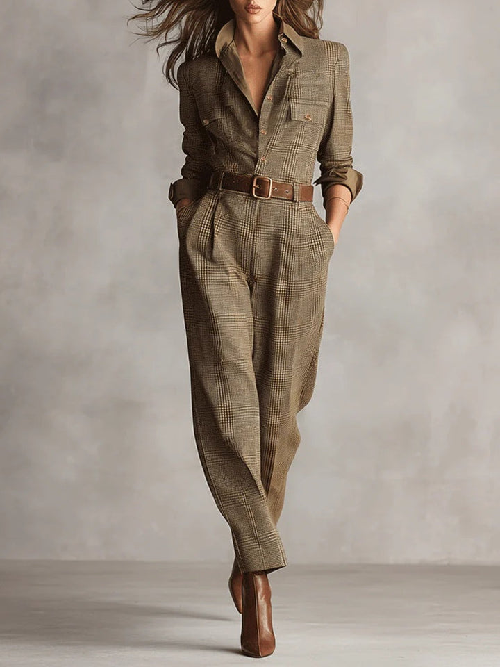 Beverley | Women's Checked Belted Jumpsuit