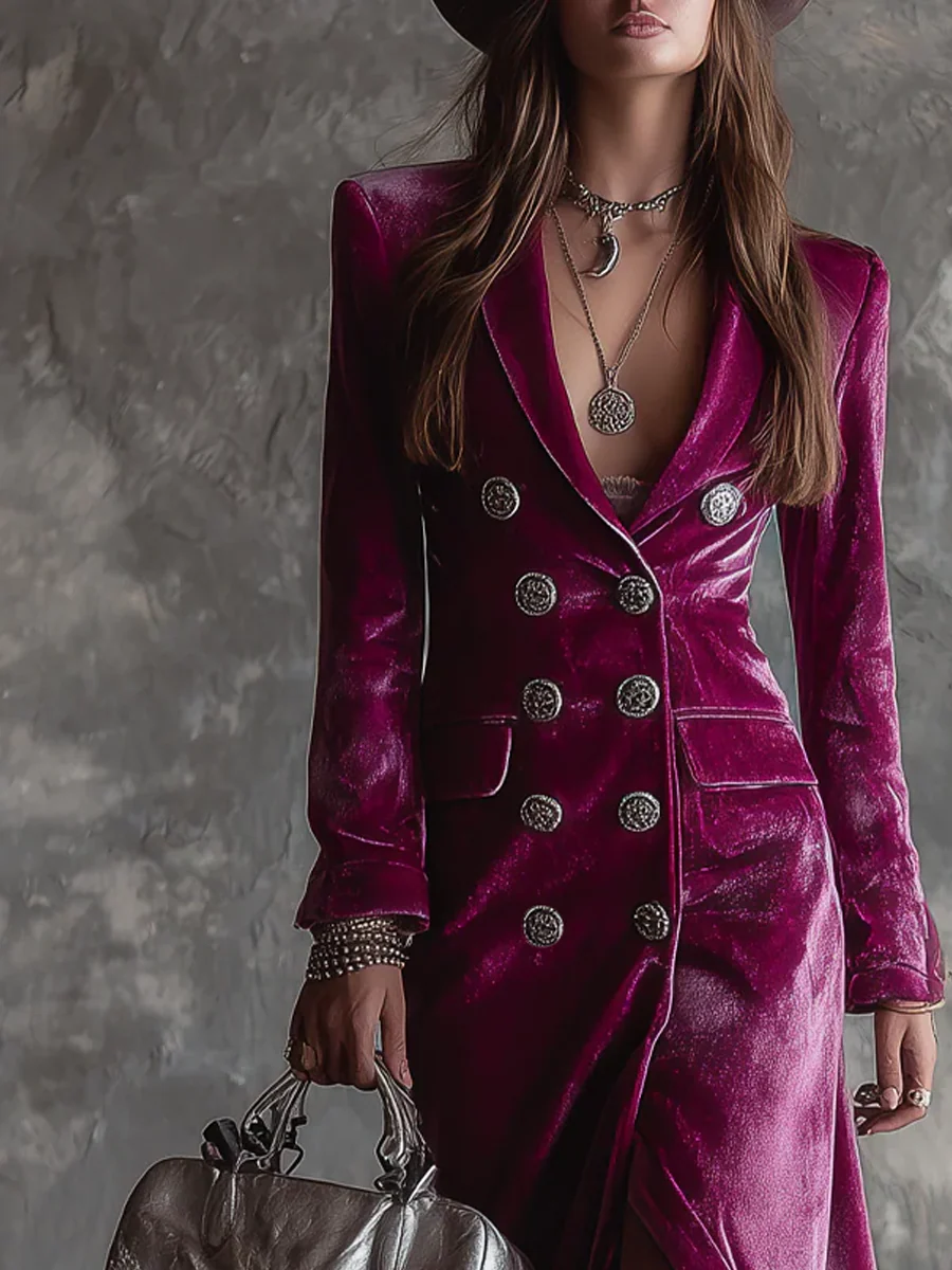 Virginia | Women's Lilac Velvet Blazer Maxi Dress