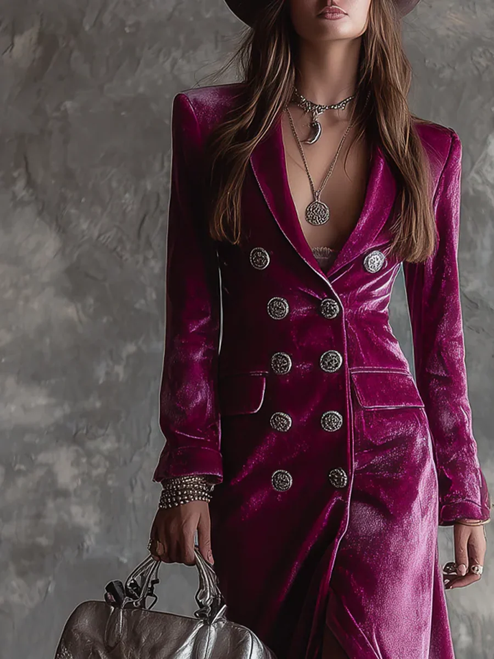 Virginia | Women's Lilac Velvet Blazer Maxi Dress
