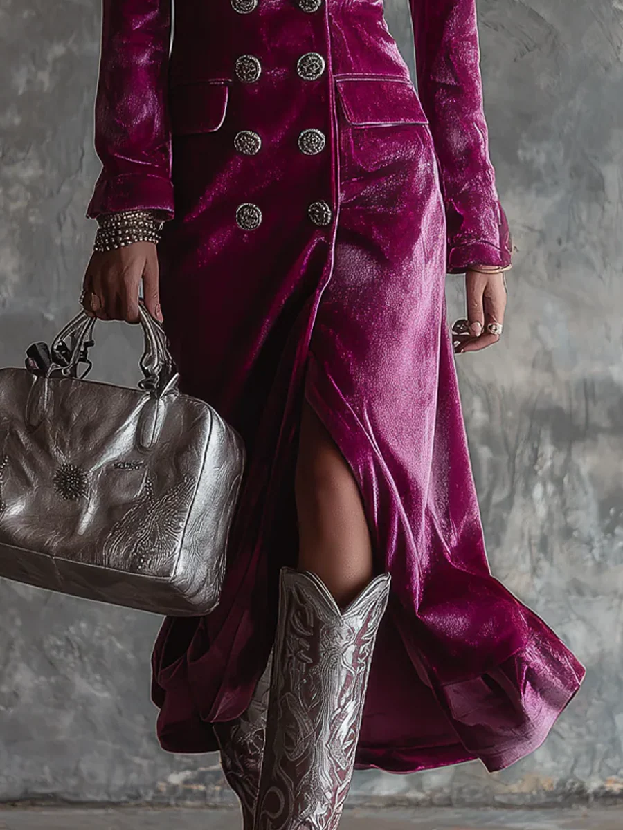 Virginia | Women's Lilac Velvet Blazer Maxi Dress