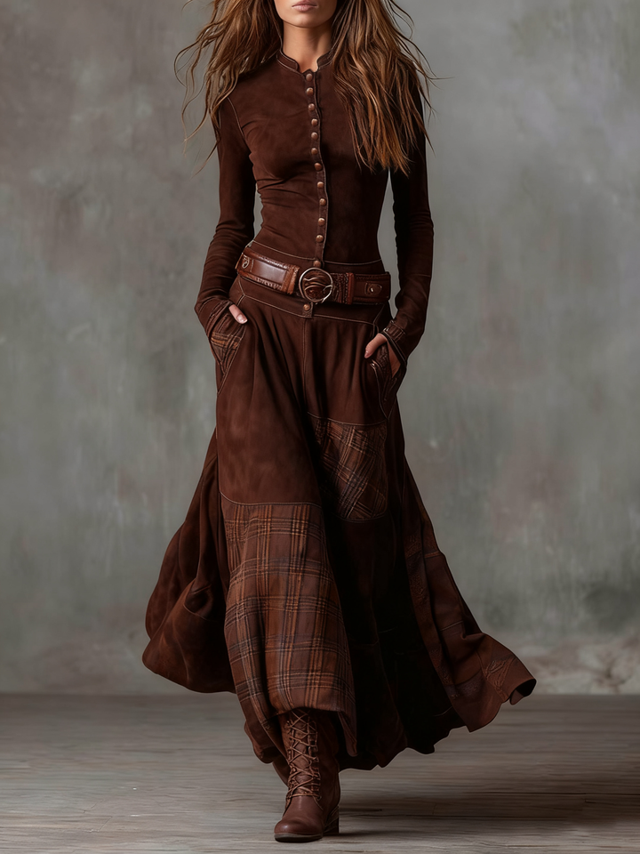 Janice | Women's Plaid Panel Maxi Dress