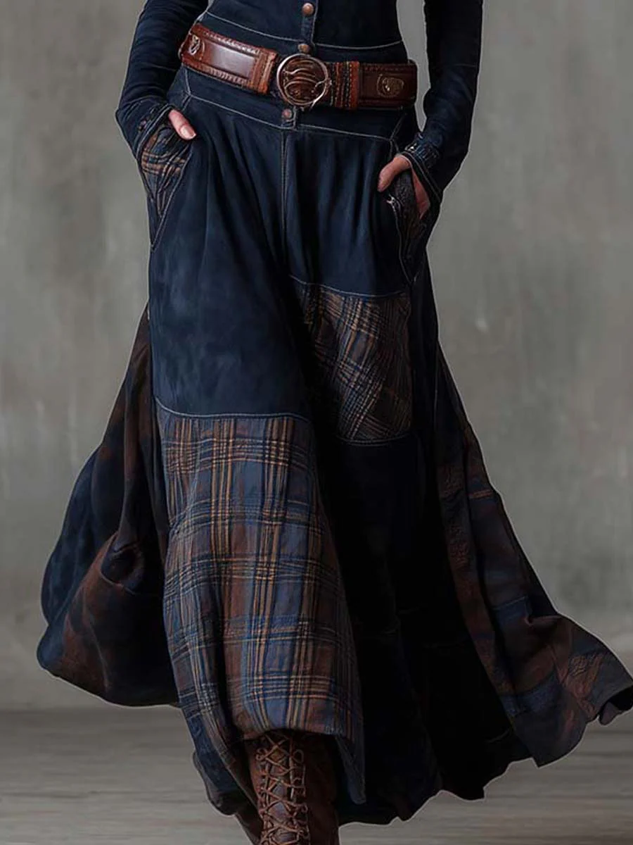 Janice | Women's Plaid Panel Maxi Dress