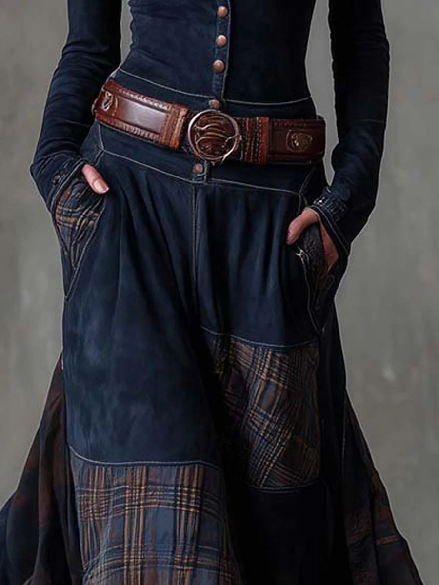 Janice | Women's Plaid Panel Maxi Dress