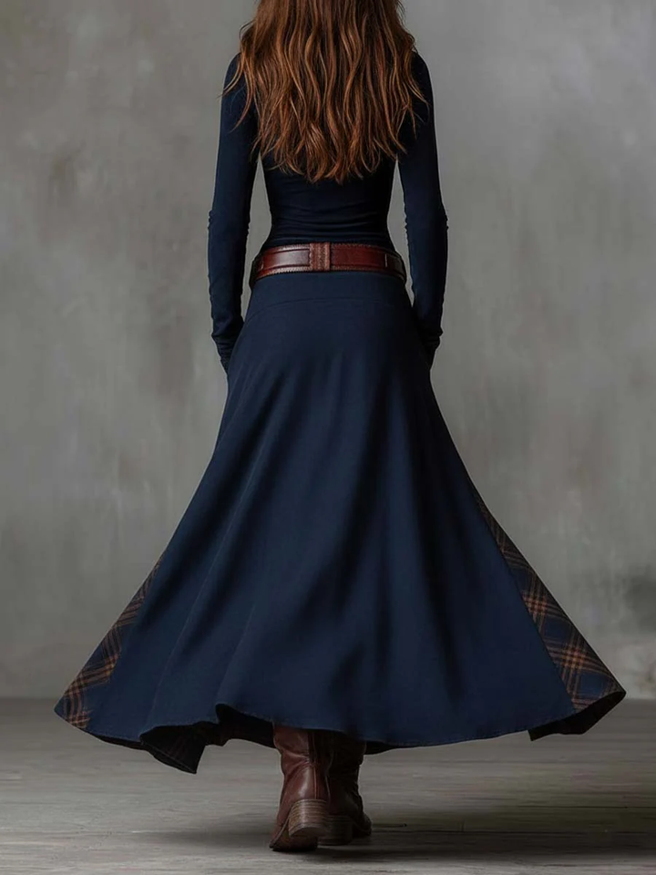 Janice | Women's Plaid Panel Maxi Dress