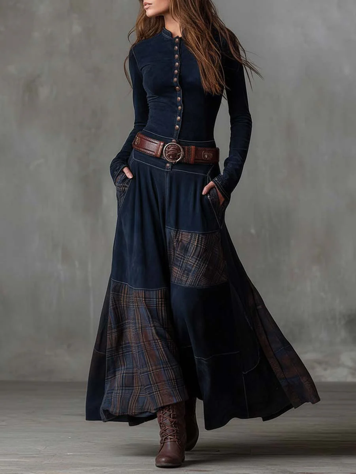 Janice | Women's Plaid Panel Maxi Dress