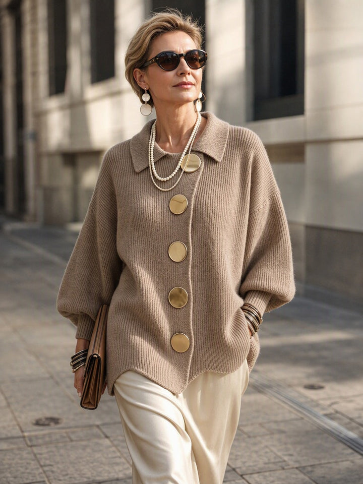 Vanessa | Women's Collared Button Knit Cardigan