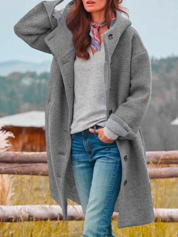 Clementine | Women's Long Hooded Button Front Coat