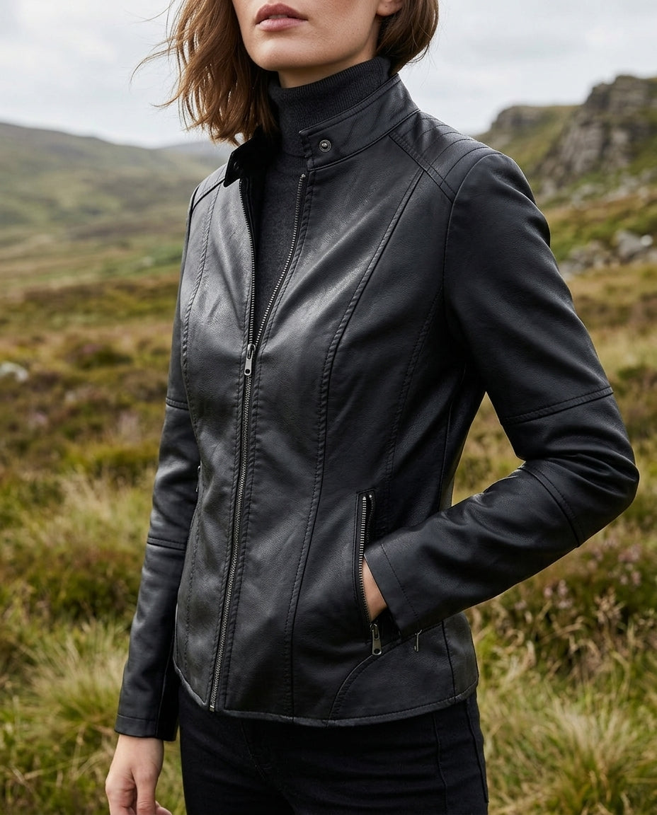 Melanie | Women's Cropped Moto Jacket