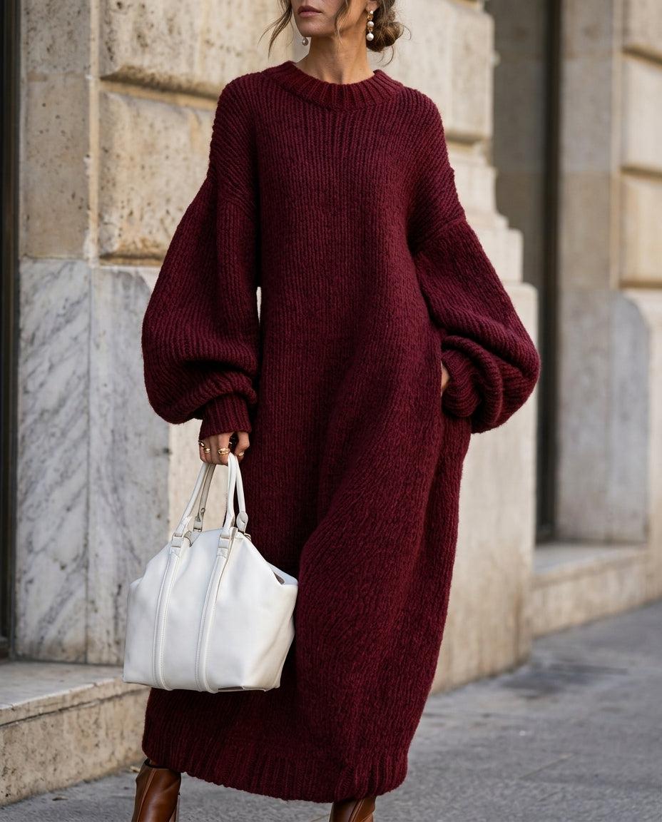 Camille | Women's Oversized Ribbed Knit Maxi Dress