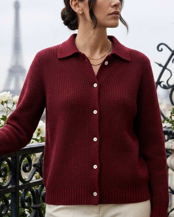 Emelia | Women's Ribbed Knit Collar Cardigan