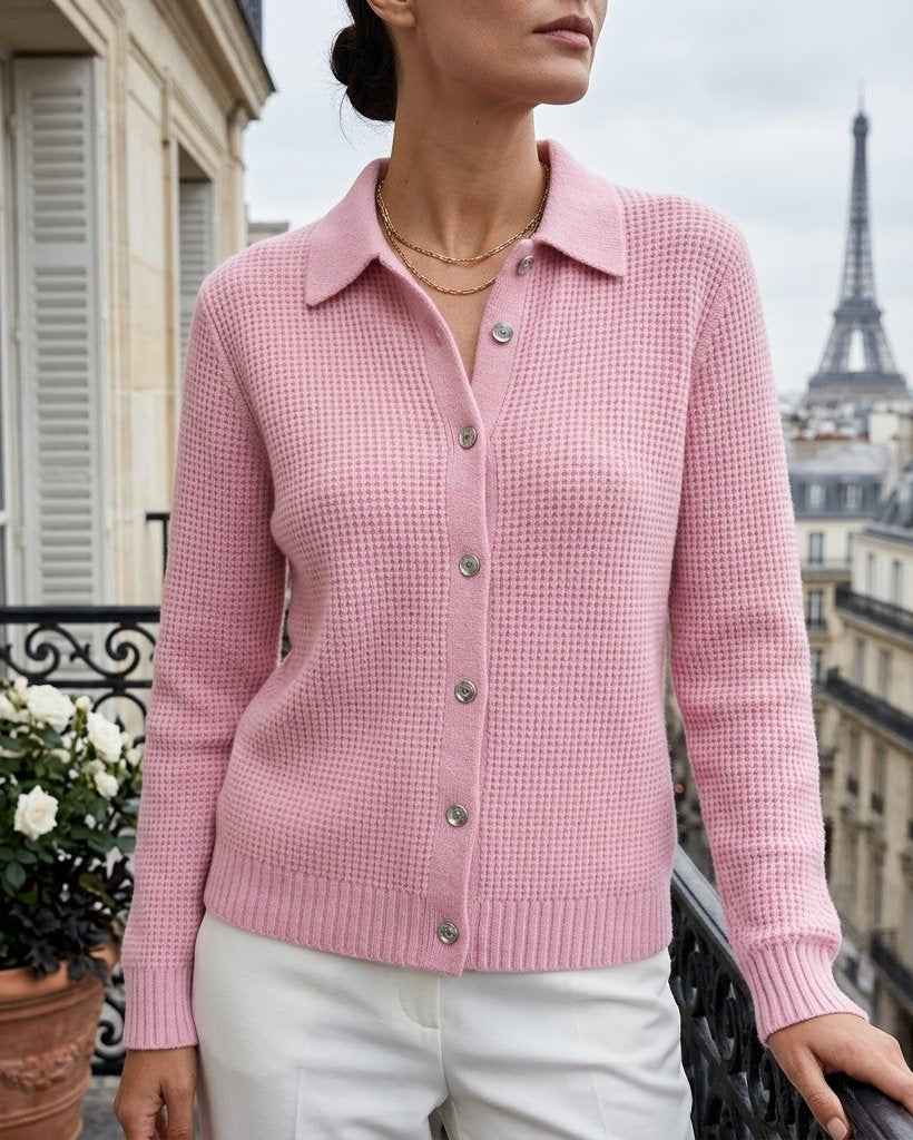 Emelia | Women's Ribbed Knit Collar Cardigan