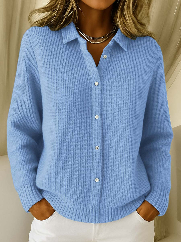 Penelope | Women's Waffle Knit Collared Cardigan