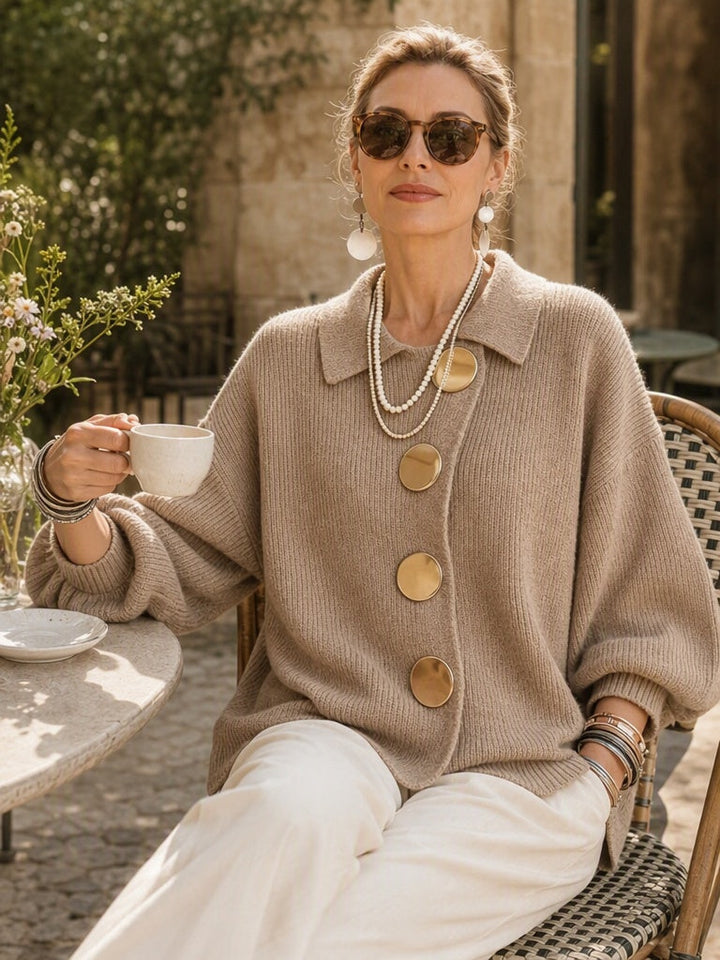 Vanessa | Women's Collared Button Knit Cardigan