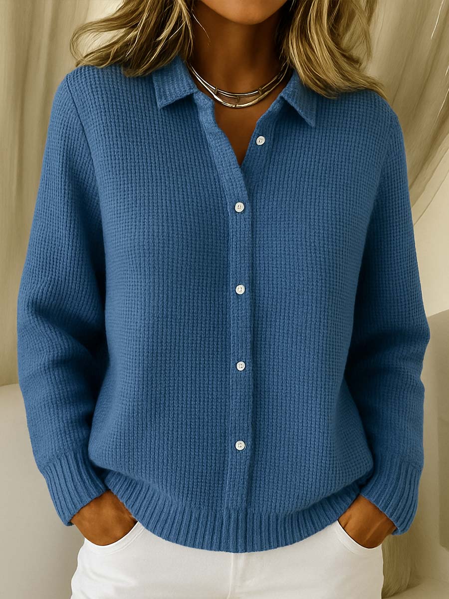 Penelope | Women's Waffle Knit Collared Cardigan