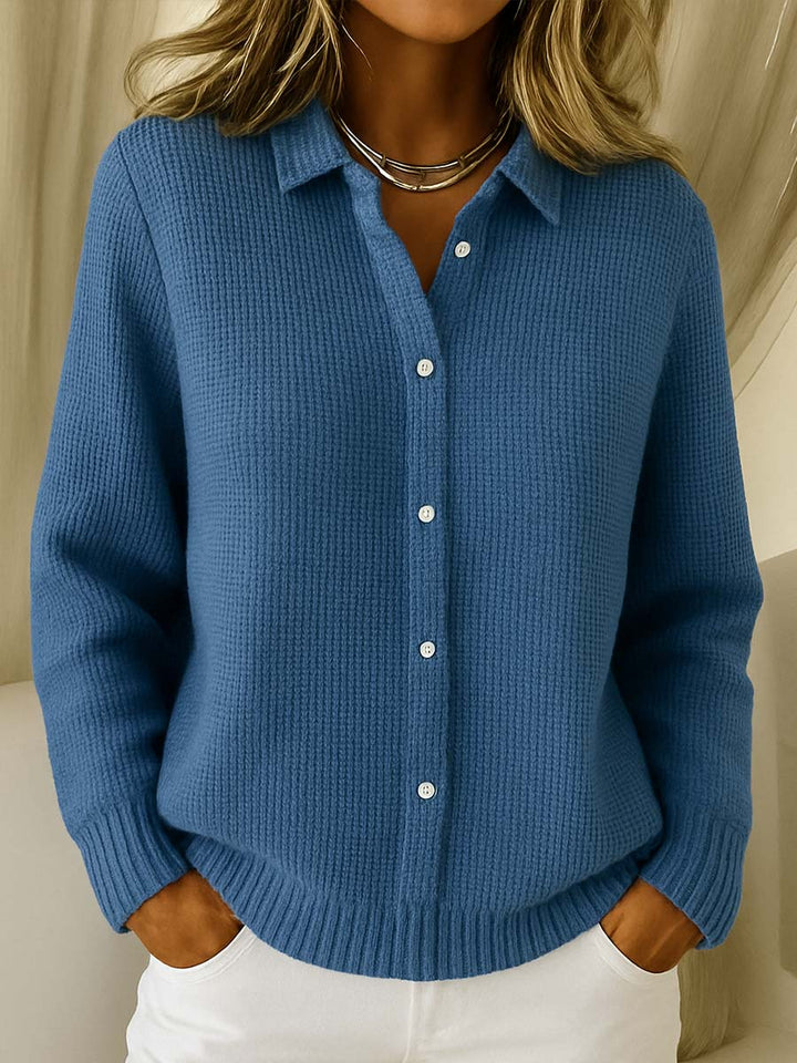 Penelope | Women's Waffle Knit Collared Cardigan