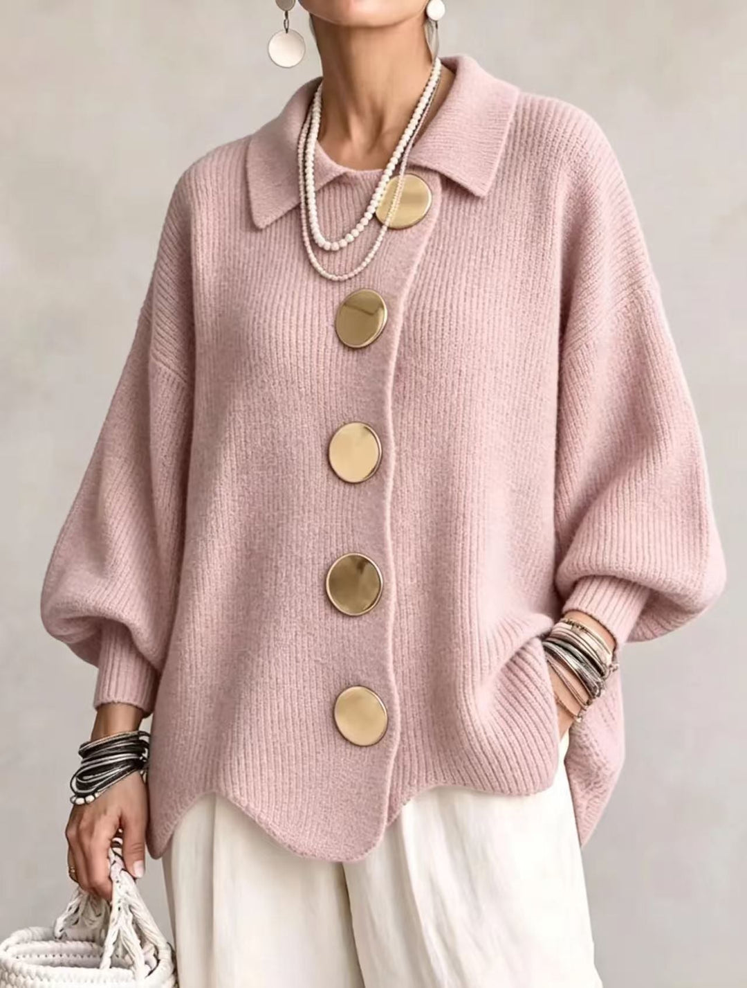 Vanessa | Women's Collared Button Knit Cardigan