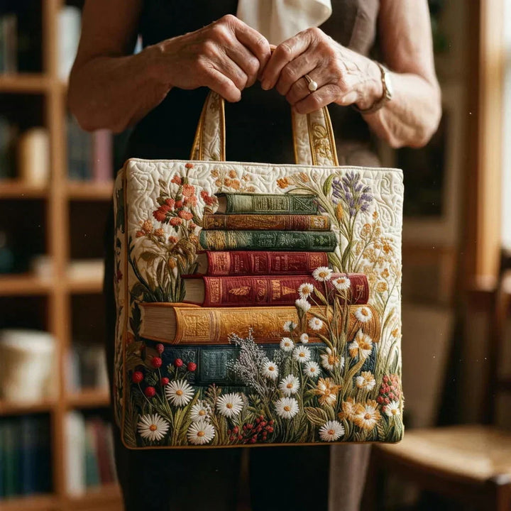 Primrose | Women's Quilted Book Print Tote Bag