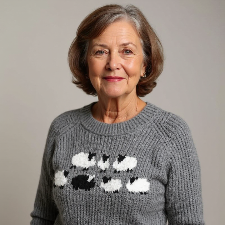 Linda | Women's Sheep Print Knitted Sweater