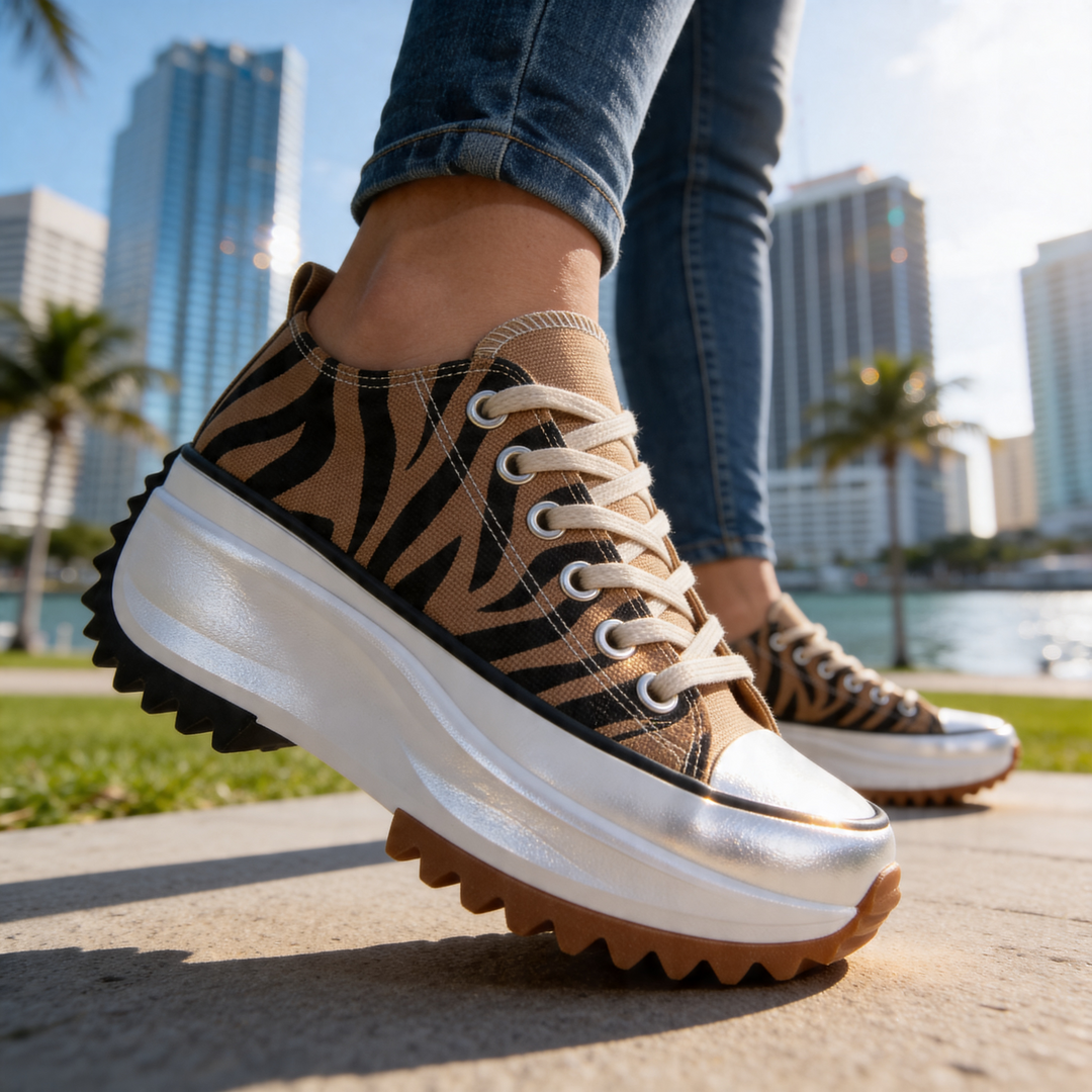 Robyn | Women's Tiger Print Platform Sneakers