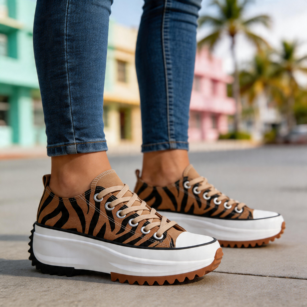 Robyn | Women's Tiger Print Platform Sneakers