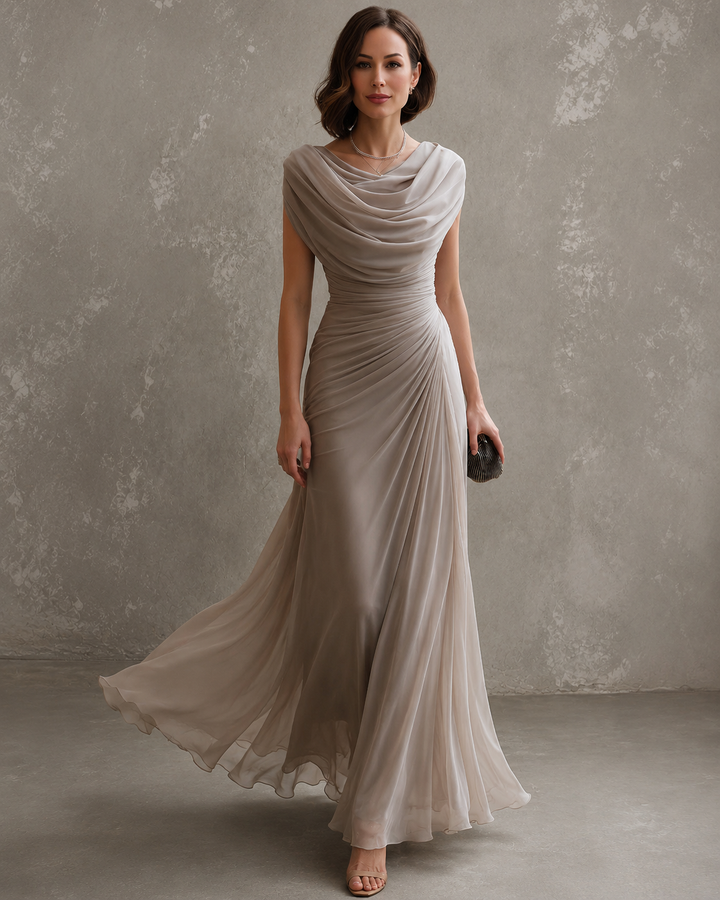 Shannon | Women's Cowl Neck Ruched Maxi Dress