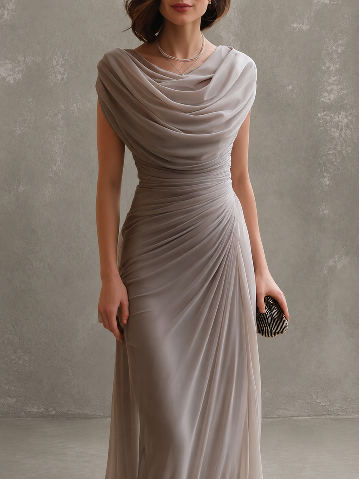 Shannon | Women's Cowl Neck Ruched Maxi Dress
