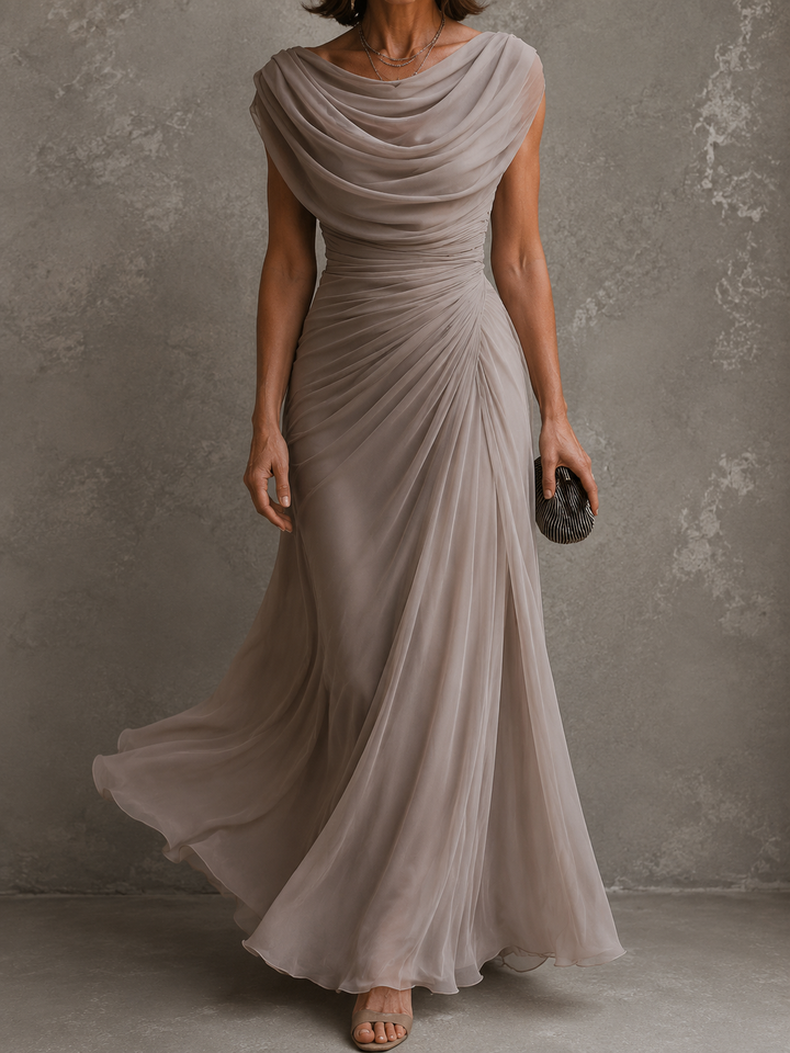 Shannon | Women's Cowl Neck Ruched Maxi Dress