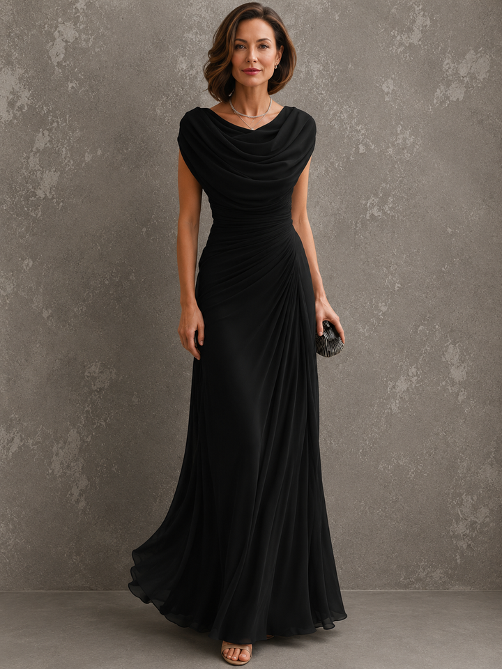 Shannon | Women's Cowl Neck Ruched Maxi Dress